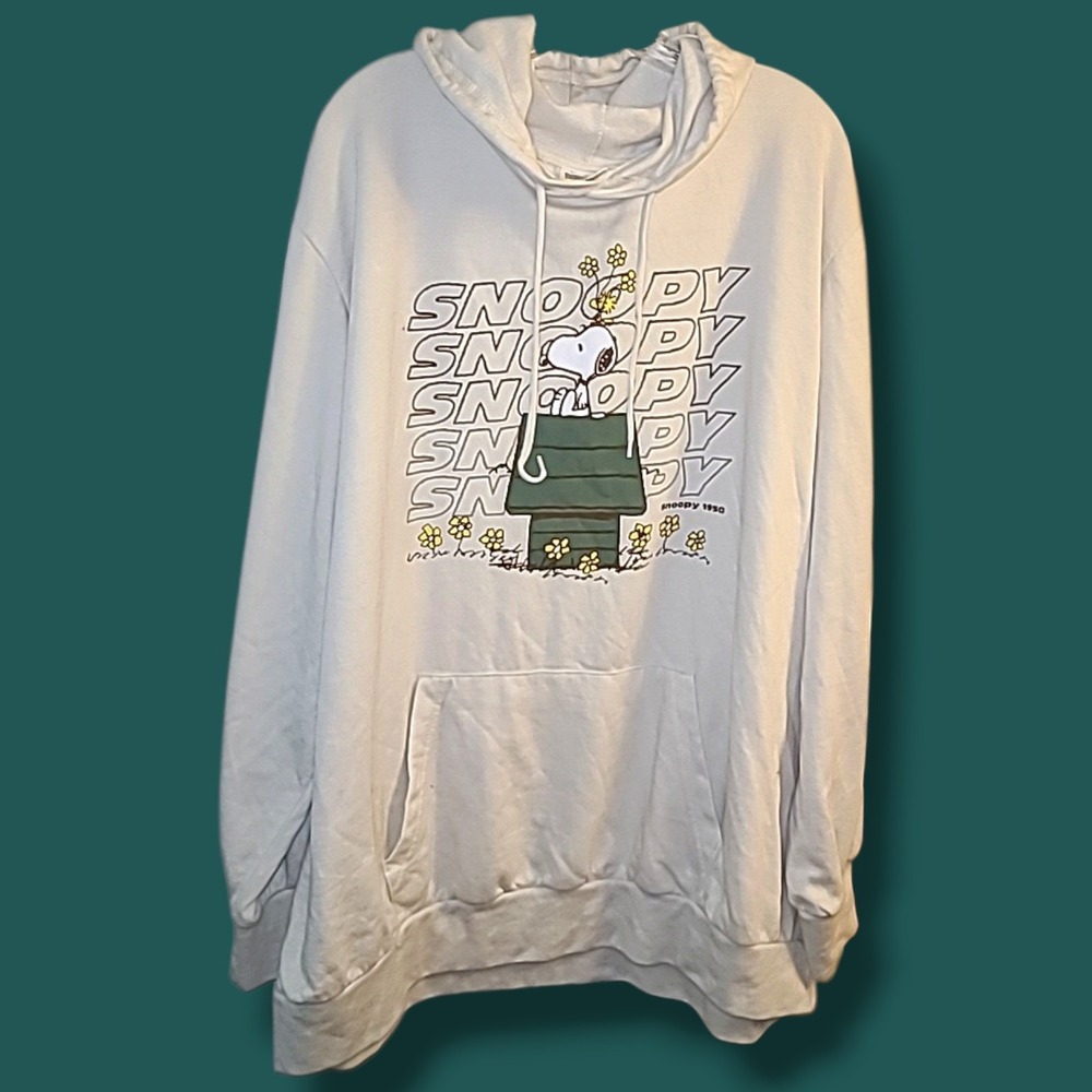 Peanuts Snoopy Hoodie 3XL 54-56 Beige Doghouse Graphic Sweatshirt